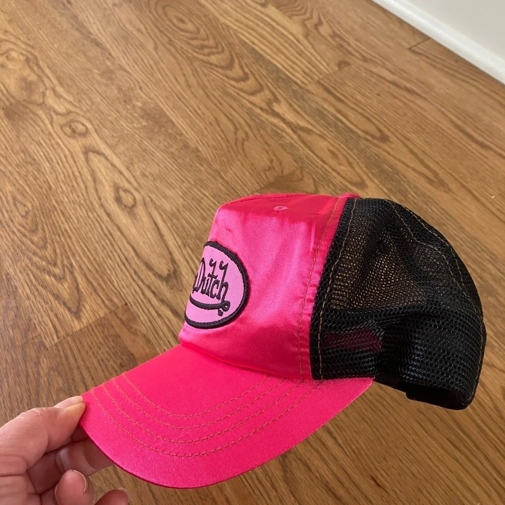 EUC Vintage Von Dutch Silky Hot Pink and Black Trucker Hat - Picture 5 of 10